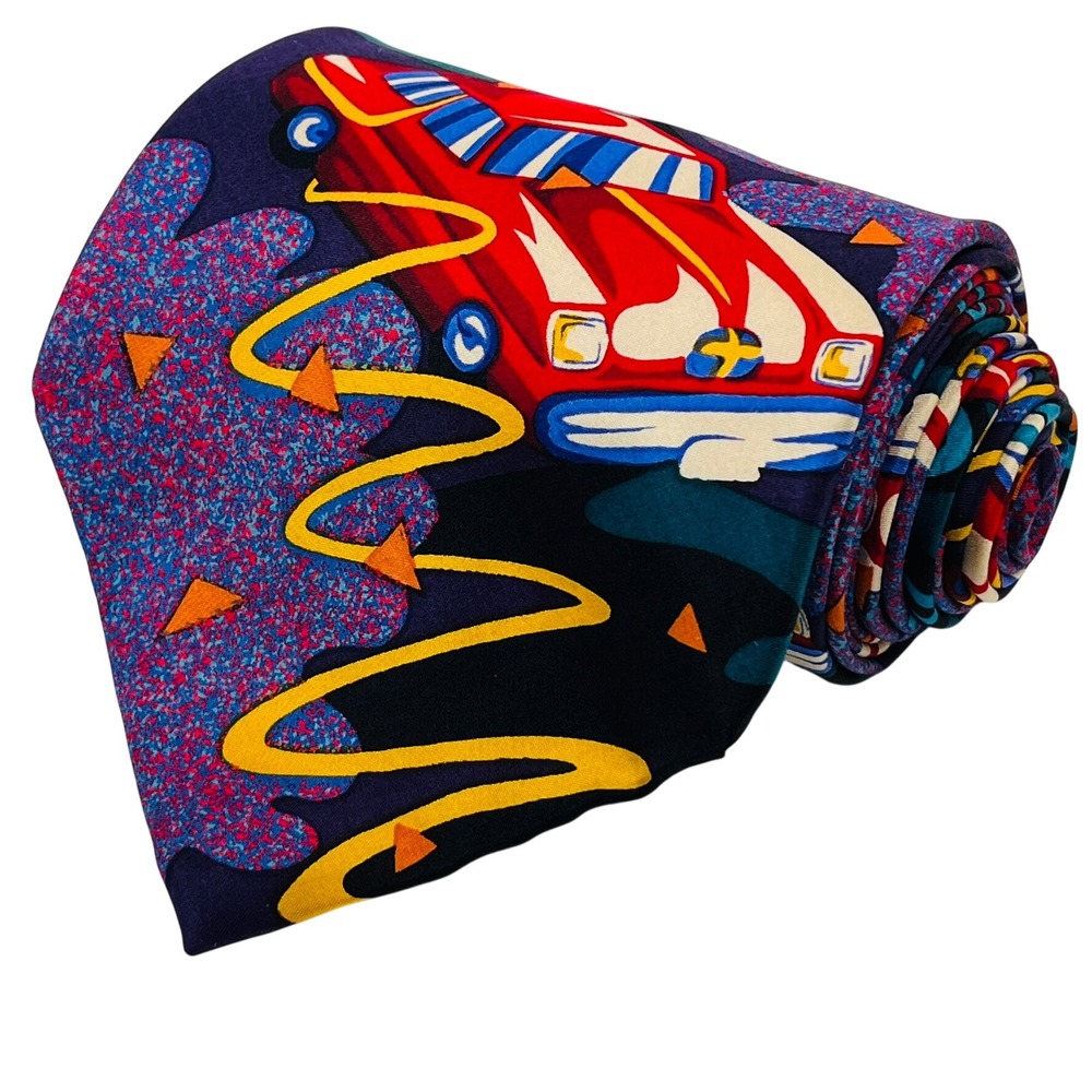 The Beatles Drive My Car Silk Tie Mens OS Purple Vintage 1991 Graphic Music Art